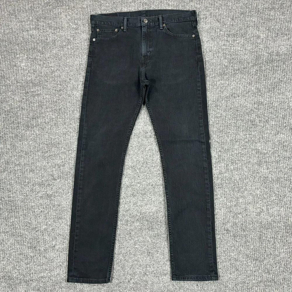 Levi's Mens Slim Straight Jeans Size 33x32 Black Denim Stretch Mid Rise Casual